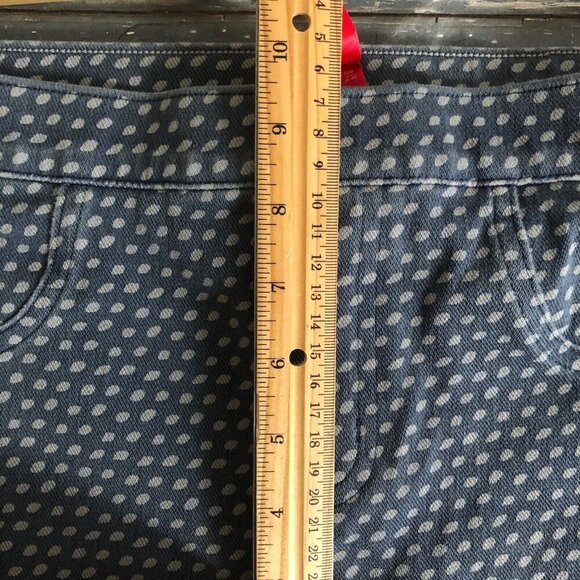 SPANX Pull On Pant Jeggings Mid Rise Medium Blue Denim Polka Dot Stretch - Picture 8 of 12